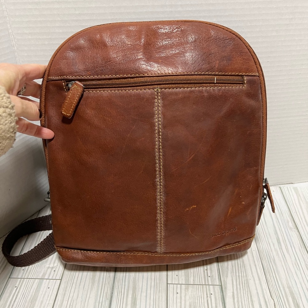 Jack Georges brown leather backpack